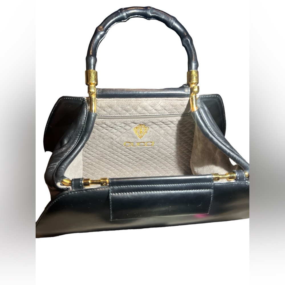 RareVintage Gucci Leather Bamboo 1 Handle Exquisite Purse
